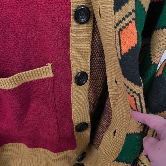 Steady Hands Cardigan M/L Giyu Tomioka Inspired Geometric Knit Grandpacore - Picture 7 of 11